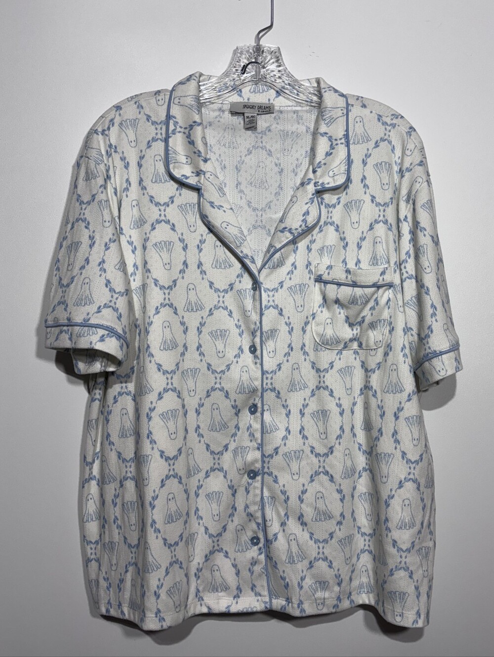 Como Spooky Dreams Ghost Pajama Set Size XL Blue White